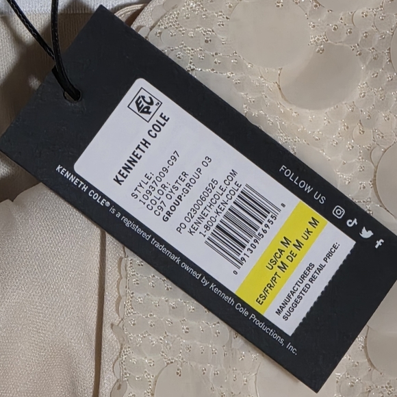 Kenneth Cole New York Oyster Sequin Mini Dress Size M Ivory Cream Disco Party - Picture 3 of 9